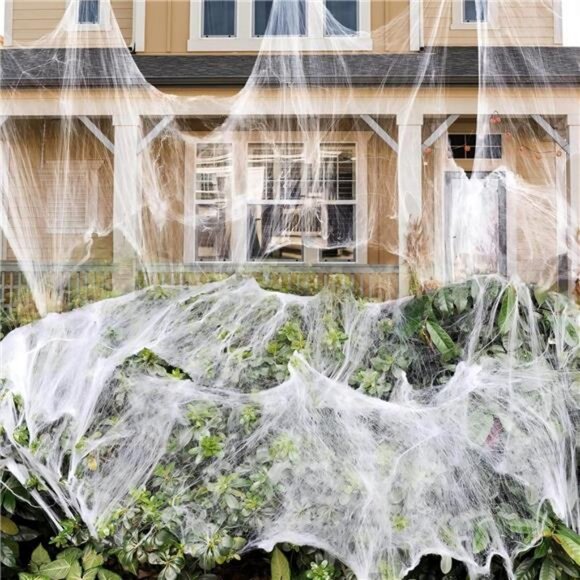 1400 sqft Halloween Spider Webs Decorations with 150 Extra Fake Spiders, - Picture 1 of 7